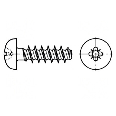 Şurub pentru plastic 2,2x10 mm cu cap rotund Pozidriv PZ1 din oţel | Electronic-mag.ro | Componente Electronice