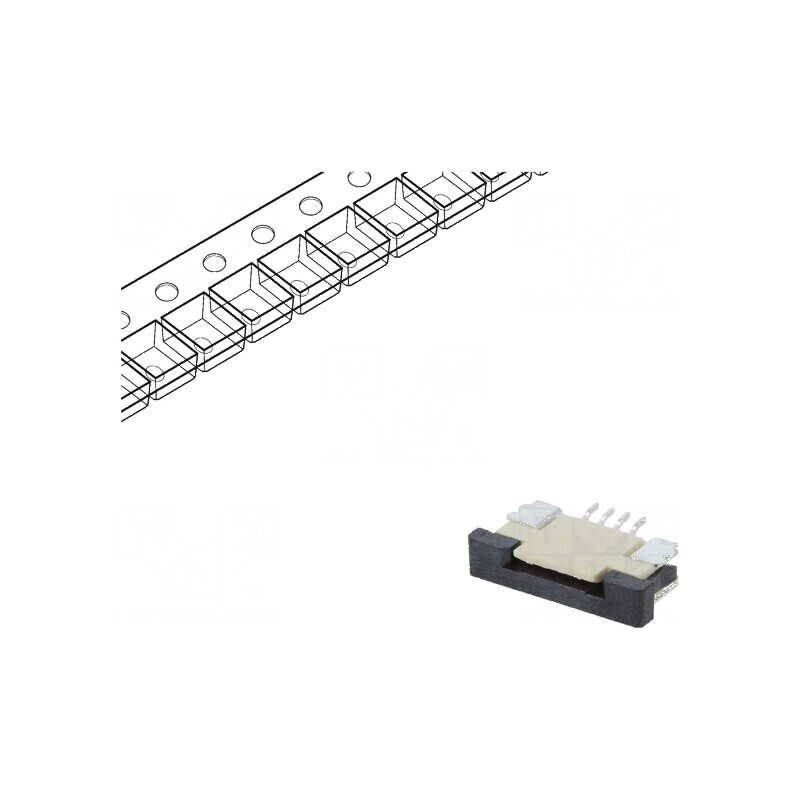 Conector FFC/FPC orizontal 4 PIN ZIF SMT cositorit 30mΩ | Electronic-mag.ro | Componente Electronice