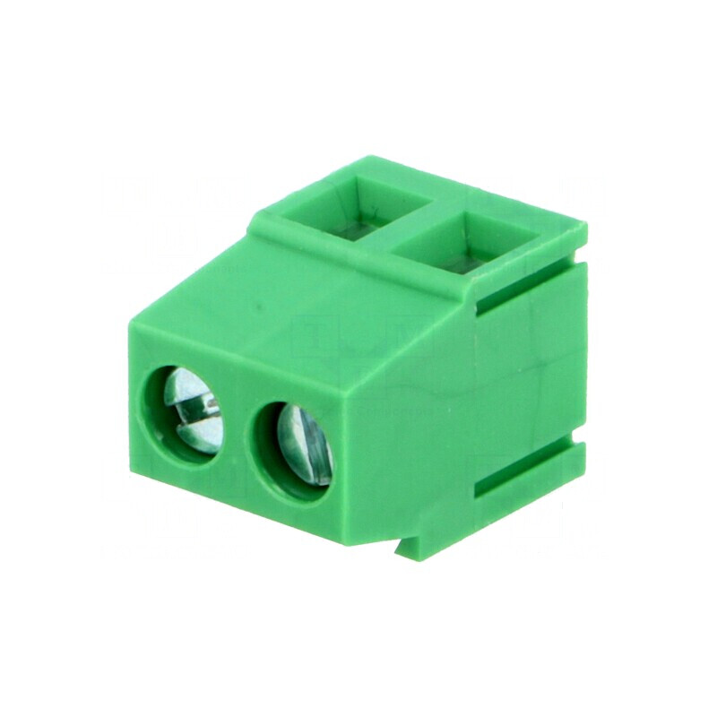 Regletă de conexiuni pentru PCB 90° 5mm, 2 piste 2,5mm² | Electronic-mag.ro | Componente Electronice