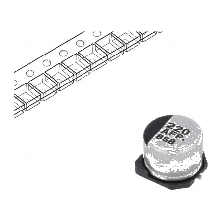 Condensator electrolitic SMD 220uF 10V 8x6,2mm low ESR | Electronic-mag.ro | Componente Electronice