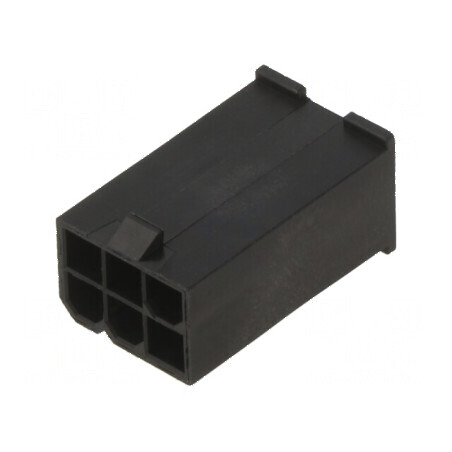 MiniFitJr 6Ckt Plug Negru Fără Urechi V0 | Electronic-mag.ro | Componente Electronice