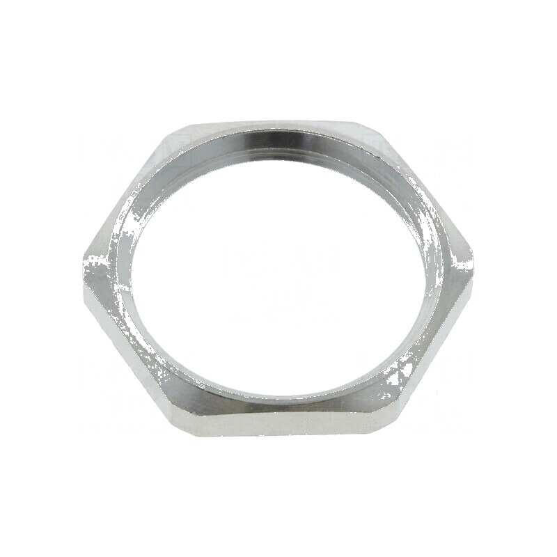 Piuliță PG13,5 din alamă nichelată, 3mm grosime, cheie 23mm, filet PG | Electronic-mag.ro | Componente Electronice