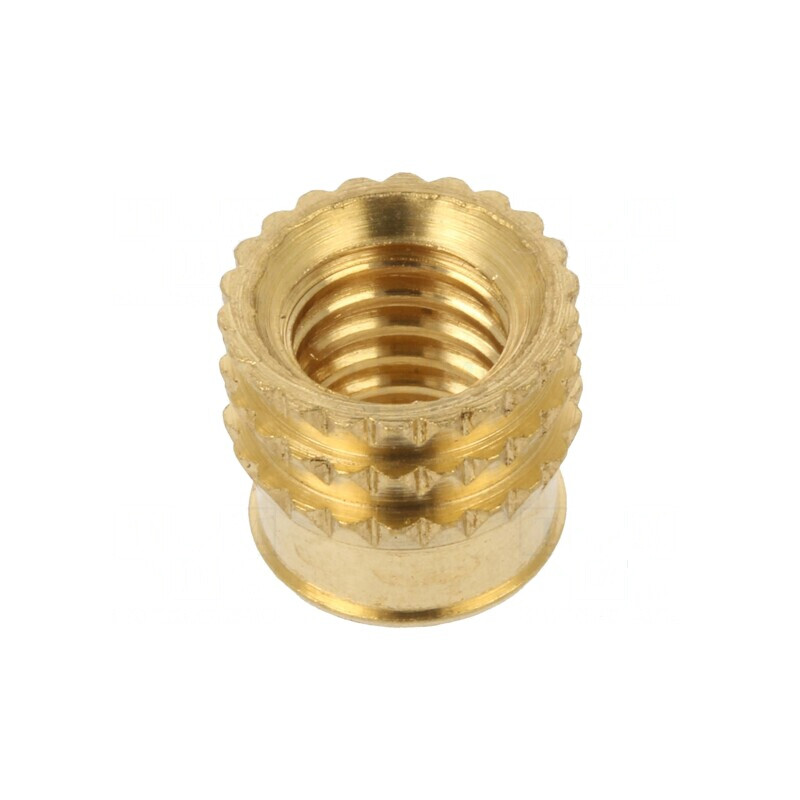 Adaos filetat alamă M6 BN 37885 7,7mm pentru plastic | Electronic-mag.ro | Componente Electronice