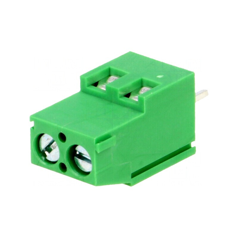 Regletă de conexiuni pentru PCB 90° 5mm, 2 piste, 2,5mm² | Electronic-mag.ro | Componente Electronice