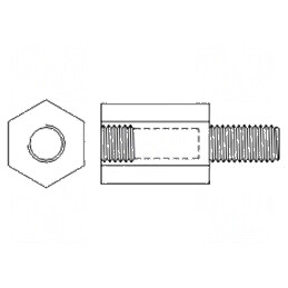 Piuliță hexagonală filetată din poliamidă M4 35mm | Electronic-mag.ro | Componente Electronice