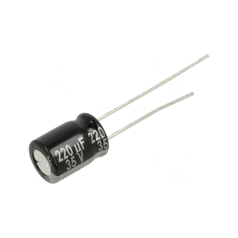 Condensator electrolitic THT 220uF 35VDC Ø8x11,5mm ±20% NHG | Electronic-mag.ro | Componente Electronice