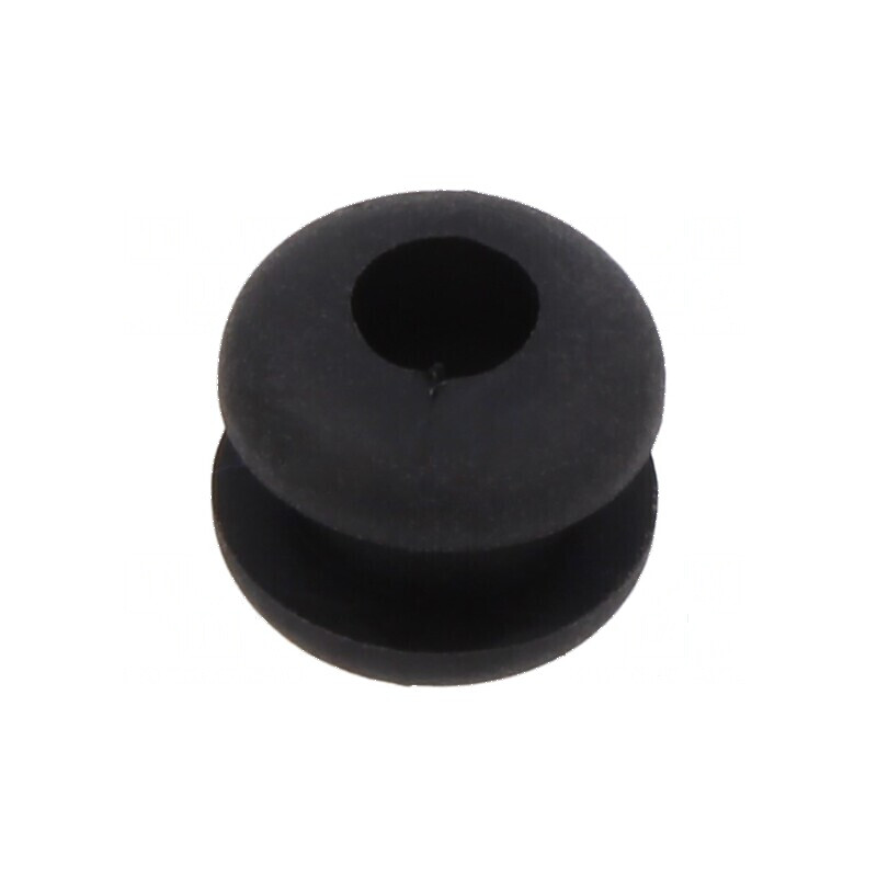 Manșon negru Ø 6,4mm pentru orificiu Ø 4mm, grosime panou max. 3mm | Electronic-mag.ro | Componente Electronice