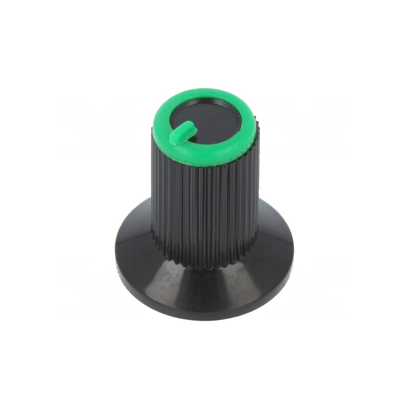 Buton rotativ plastic Ø6mm Ø10x19mm negru cu flanșă | Electronic-mag.ro | Componente Electronice