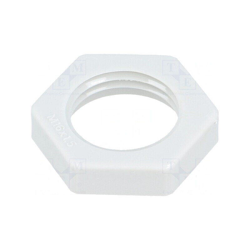 Piuliță M16 poliamidă 5mm Cheie 22mm gri deschis Pas 1,5 | Electronic-mag.ro | Componente Electronice