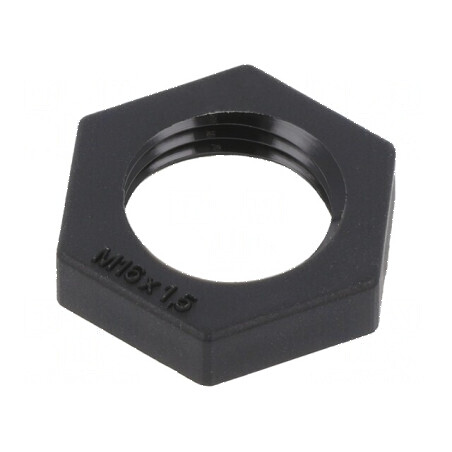 Piuliță M16 poliamidă neagră 22mm filet metric pas 1,5 | Electronic-mag.ro | Componente Electronice
