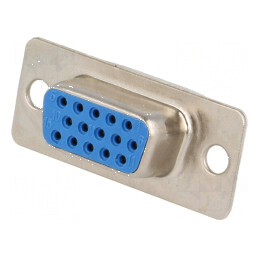 Mufă mamă D-Sub HD PIN 15 pe cablu drept lipire 5A | Electronic-mag.ro | Componente Electronice
