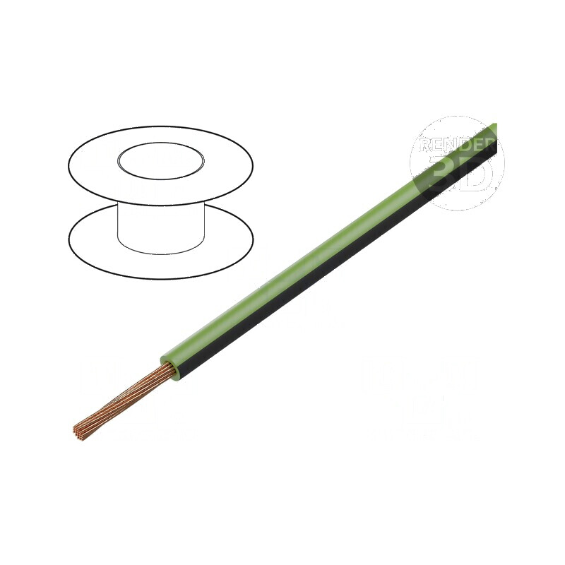 Cablu FLRY-B 1x0,35mm² Cu PVC verde-negru 60V 100m | Electronic-mag.ro | Componente Electronice