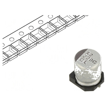 Condensator electrolitic low ESR SMD 220uF 16VDC Ø6,3x7,7mm | Electronic-mag.ro | Componente Electronice
