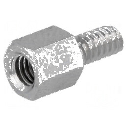 Piuliță distanțieră filetată 5mm M3 alamă nichelată | Electronic-mag.ro | Componente Electronice