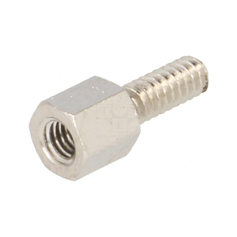 Piuliță distanțieră filetată M3 5mm din alamă nichelată | Electronic-mag.ro | Componente Electronice