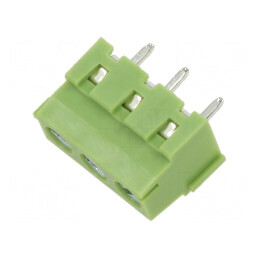 Regletă conexiuni PCB 90° 5mm 3 piste verde | Electronic-mag.ro | Componente Electronice