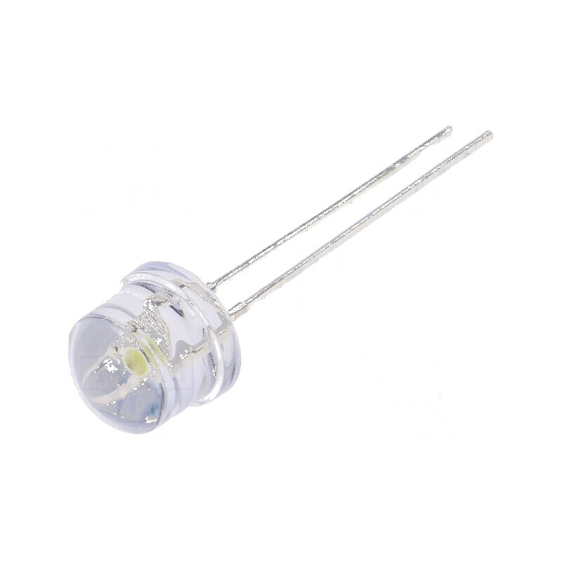LED 8mm alb rece 3000-4000mcd 100° convex | Electronic-mag.ro | Componente Electronice