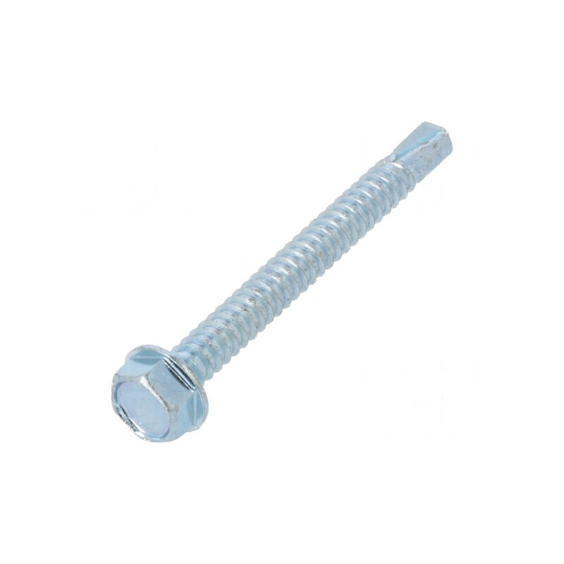 Şurub metal cu flanşă 6,3x60mm, cap hexagonal 10mm, zinc | Electronic-mag.ro | Componente Electronice