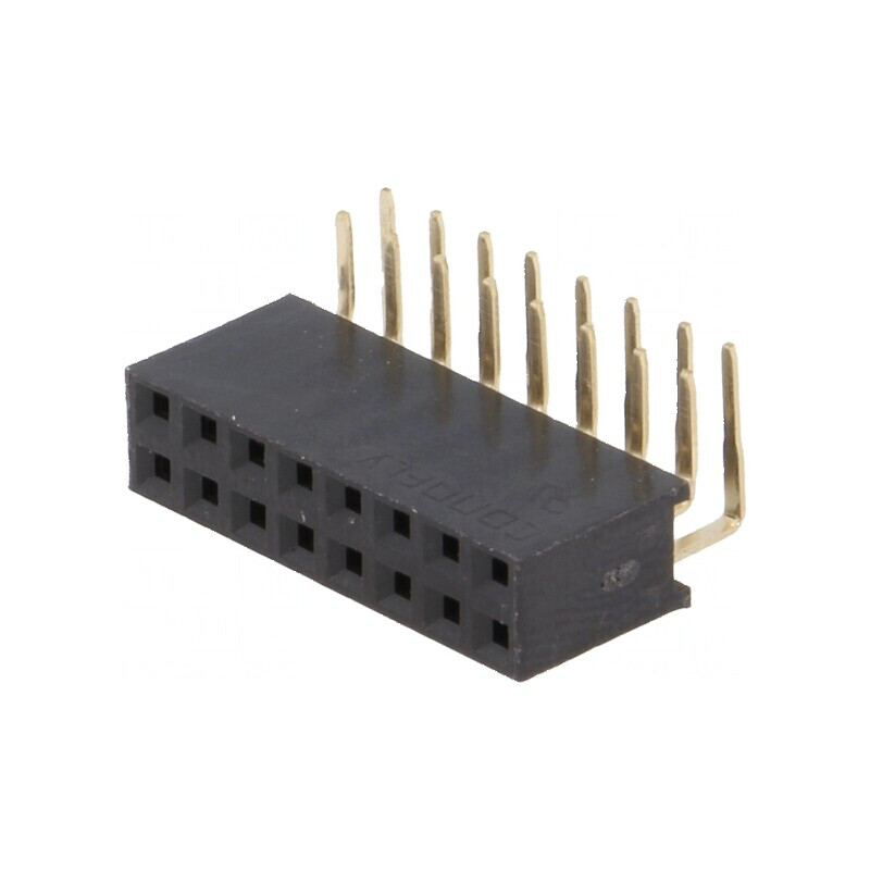 Conector şiruri pini soclu mamă 16 PIN unghi 90° 2,54mm | Electronic-mag.ro | Componente Electronice