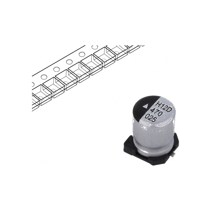 Condensator electrolitic SMD 47uF 25V DC Ø6,3x8mm 1000h 110mA | Electronic-mag.ro | Componente Electronice
