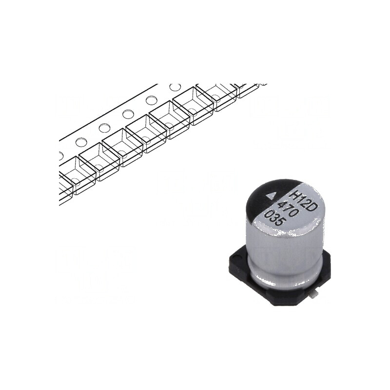 Condensator electrolitic SMD 47uF 35VDC Ø6,3x8mm 1000h 110mA | Electronic-mag.ro | Componente Electronice