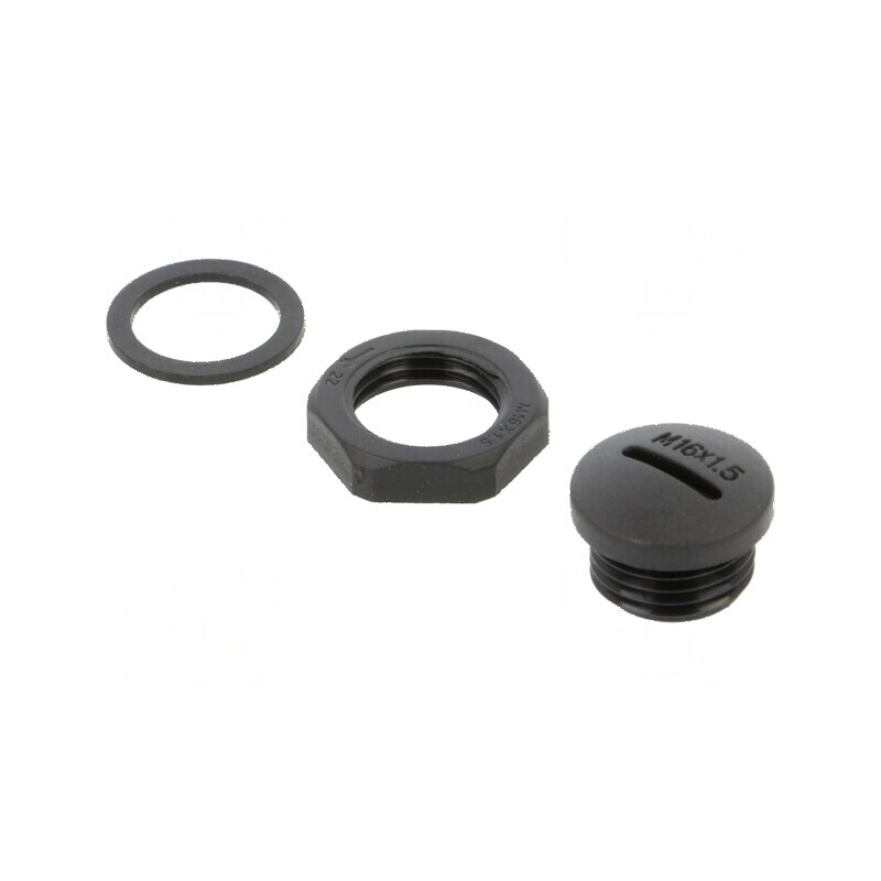 Capac de protecţie M16 1,5 poliamidă neagră cu filet metric | Electronic-mag.ro | Componente Electronice