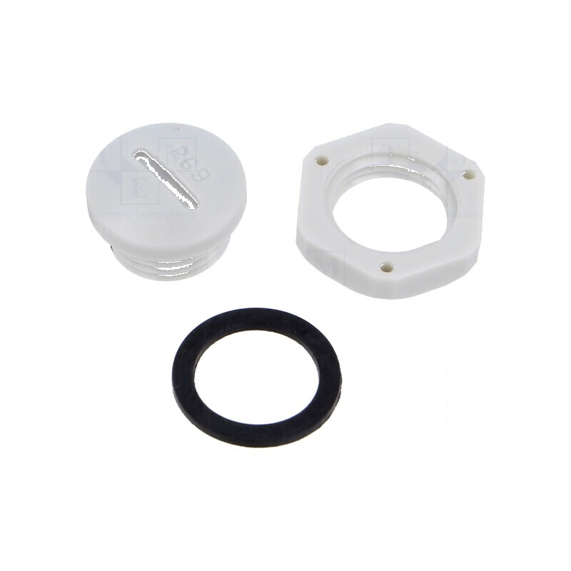 Capac de protecție PG9 poliamidă gri deschis cu filet PG | Electronic-mag.ro | Componente Electronice