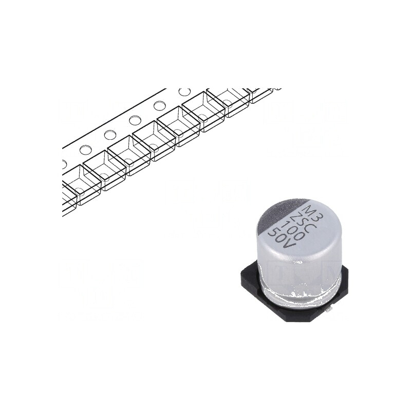 Condensator electrolitic low ESR SMD 100uF 50V Ø10x10mm | Electronic-mag.ro | Componente Electronice