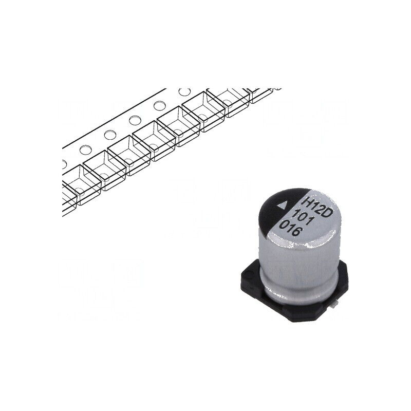 Condensator electrolitic SMD 100uF 16V 6.3x8mm 1000h | Electronic-mag.ro | Componente Electronice