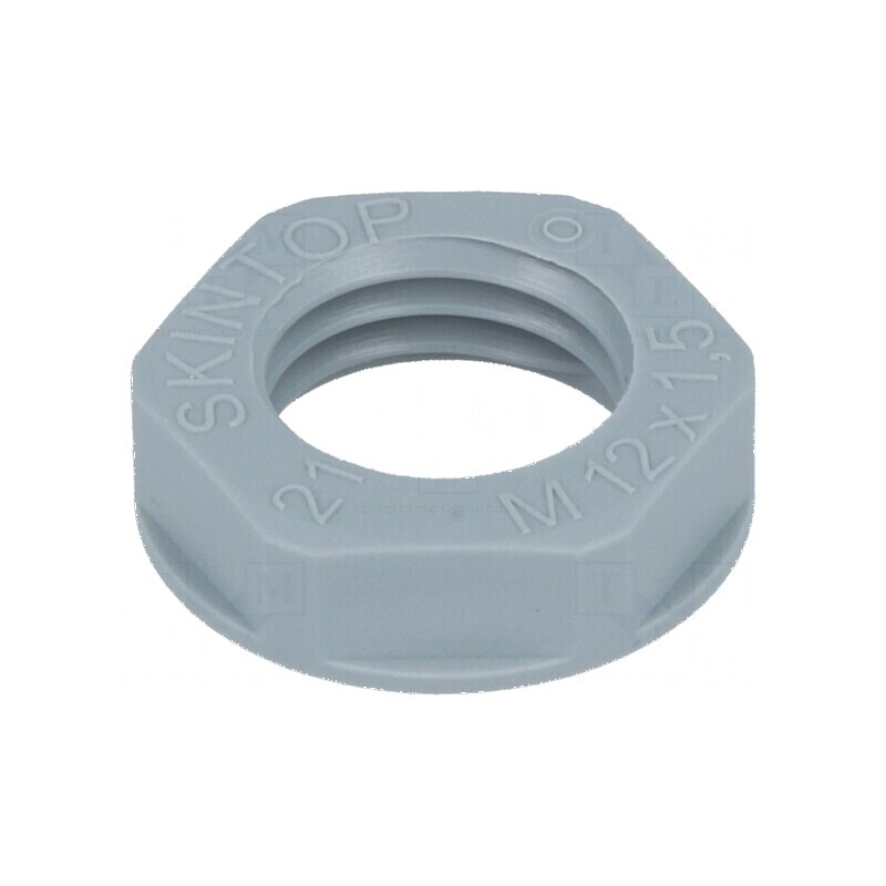 Piuliță M12 poliamidă UL94V-2 17mm gri 20-100°C Pas 1,5 | Electronic-mag.ro | Componente Electronice