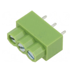 Regletă de conexiuni PCB 90° 5mm 3 piste verde | Electronic-mag.ro | Componente Electronice
