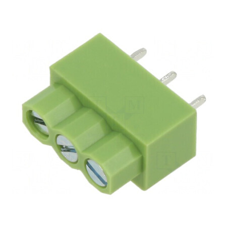 Regletă de conexiuni PCB 90° 5mm 3 piste verde | Electronic-mag.ro | Componente Electronice