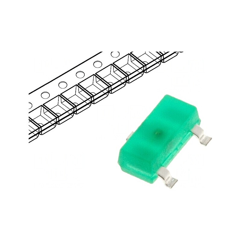 LED SMD SOT23 Verde 0,4mcd 3x1,3x1,05mm 140° 2mA 568nm | Electronic-mag.ro | Componente Electronice