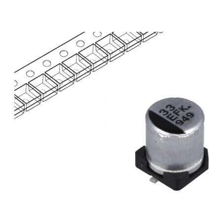 Condensator electrolitic SMD 33uF 25VDC low ESR Ø5x5,8mm | Electronic-mag.ro | Componente Electronice