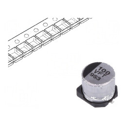 Condensator electrolitic SMD 100uF 35VDC low ESR Ø6,3x5,8mm | Electronic-mag.ro | Componente Electronice