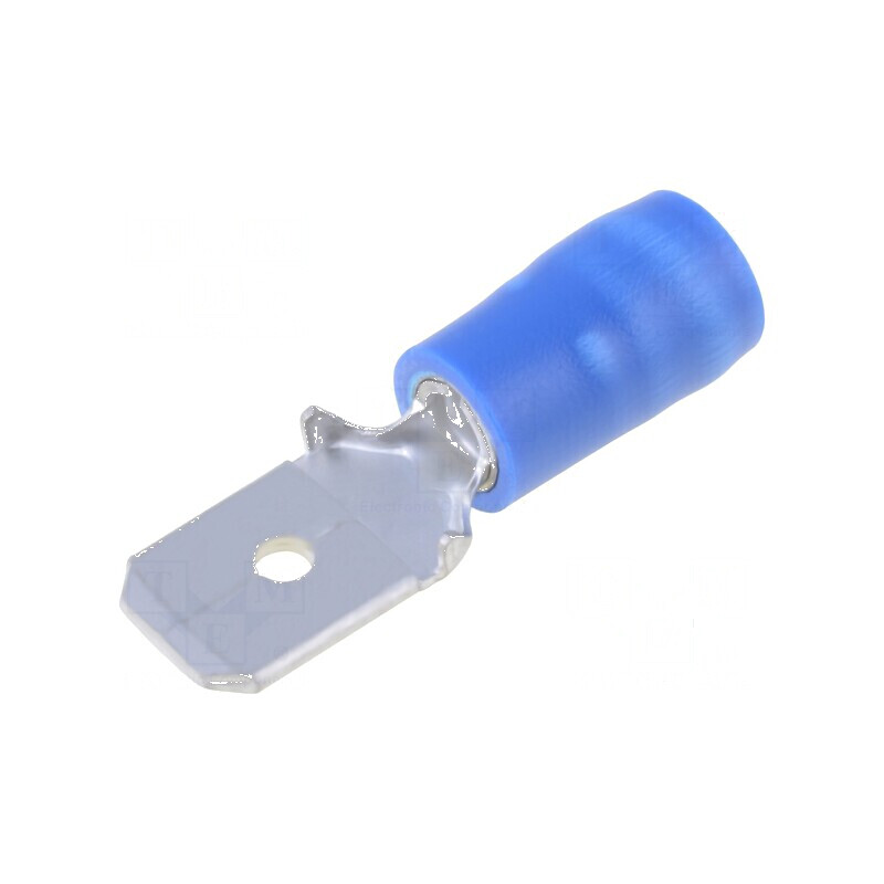 Terminal plat 6,3mm tată 0,8mm pentru cablu 2mm2 crimpat izolată | Electronic-mag.ro | Componente Electronice