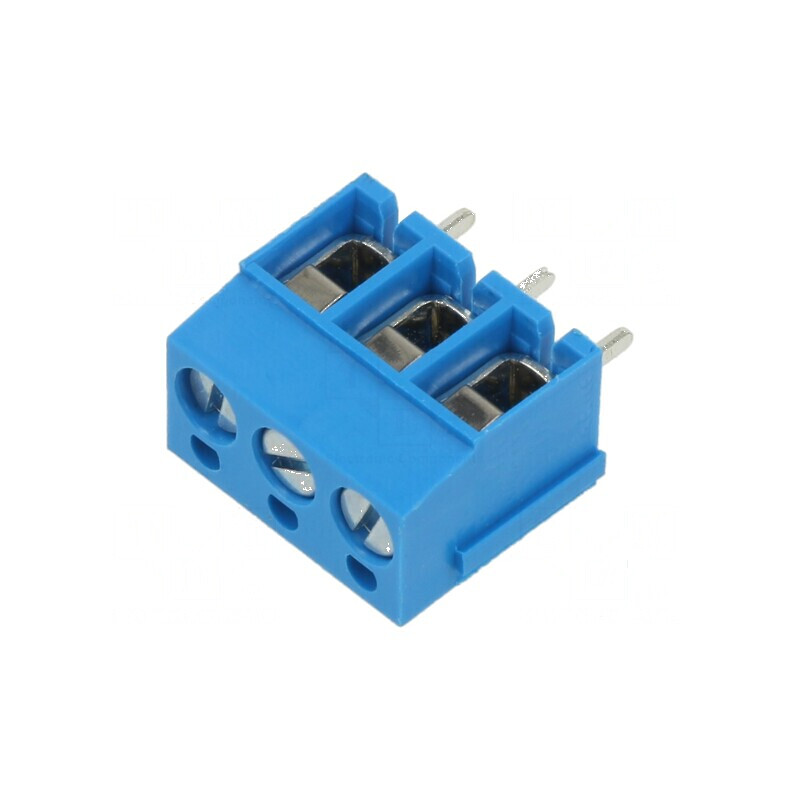 Regletă de conexiuni pentru PCB 90° cu 3 borne și 5mm piste | Electronic-mag.ro | Componente Electronice