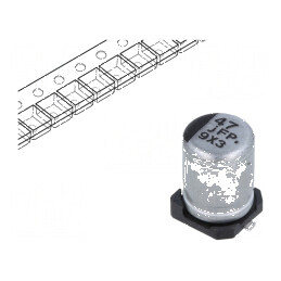Condensator electrolitic low ESR SMD 47uF 6.3V Ø4x5.8mm | Electronic-mag.ro | Componente Electronice
