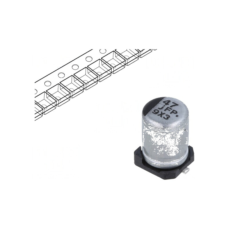 Condensator electrolitic low ESR SMD 47uF 6.3V Ø4x5.8mm | Electronic-mag.ro | Componente Electronice Condensator electrolitic low ESR SMD 47uF 6.3V Ø4x5.8mm | Electronic-mag.ro | Componente Electronice