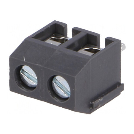Regletă de conexiuni pentru PCB 90° 5mm, 2 piste 1,5mm² | Electronic-mag.ro | Componente Electronice