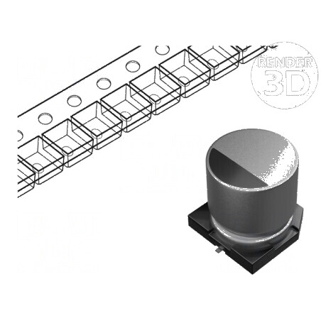 Condensator electrolitic SMD 10uF 25VDC Ø4x5,8mm ±20% 2000h | Electronic-mag.ro | Componente Electronice