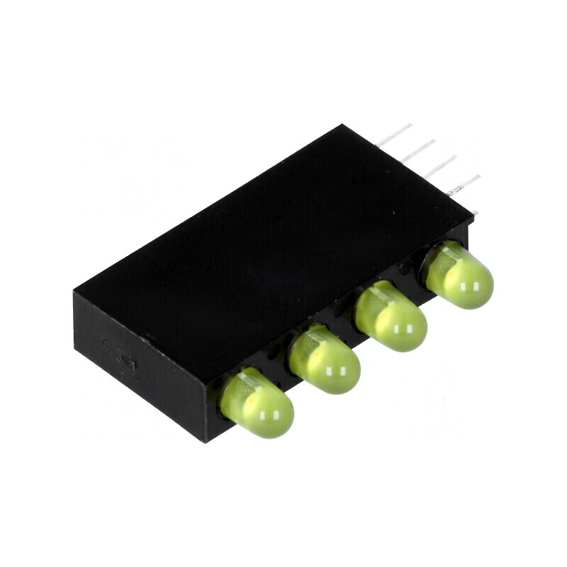 LED 3mm galben în carcasă - 4 diode 20mA 80° 1,6÷2,6V | Electronic-mag.ro | Componente Electronice