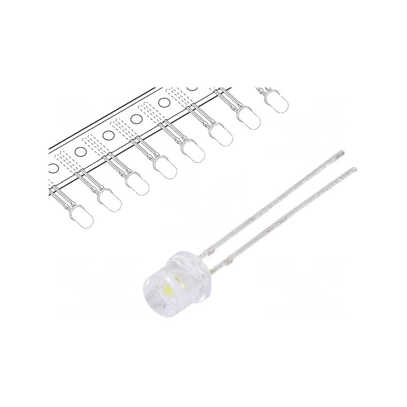 LED 5mm alb rece 500-1120mcd 140° plat | Electronic-mag.ro | Componente Electronice