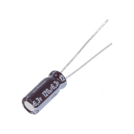 Condensator electrolitic low ESR 120uF 6,3V THT Ø5x11mm | Electronic-mag.ro | Componente Electronice