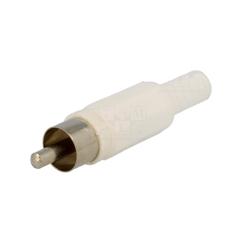 Conector RCA mufă tată cu manşon drept lipire alb  | Electronic-mag.ro | Componente Electronice