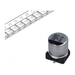 Condensator electrolitic SMD 220uF 6.3VDC low ESR Ø5x5.8mm | Electronic-mag.ro | Componente Electronice