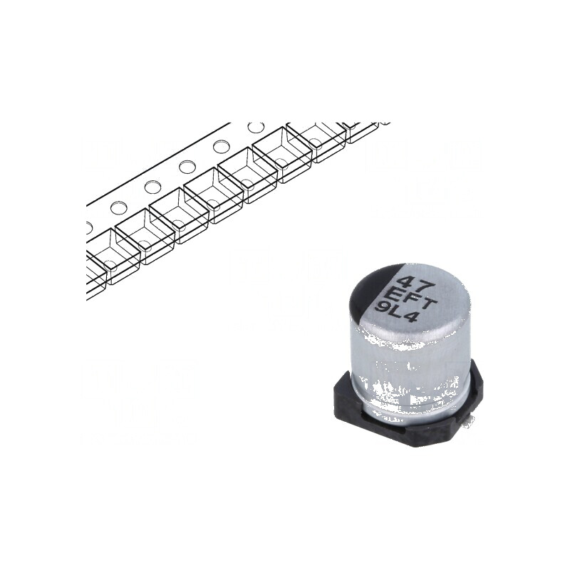 Condensator electrolitic SMD 47uF 25VDC low ESR Ø5x5,8mm | Electronic-mag.ro | Componente Electronice