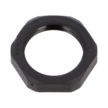 Piuliță PG11 poliamidă 6,8mm Cheie 24mm neagră -40÷100°C | Electronic-mag.ro | Componente Electronice