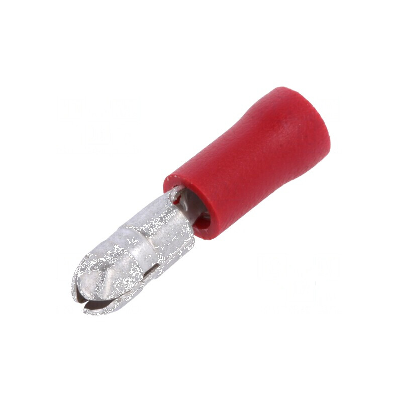 Terminal rotund tată Ø 4mm 0,5-1mm² crimpat izolat roșu | Electronic-mag.ro | Componente Electronice
