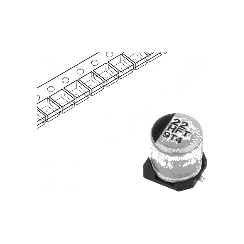 Condensator electrolitic SMD 22uF 50VDC Ø5x5,8mm low ESR | Electronic-mag.ro | Componente Electronice